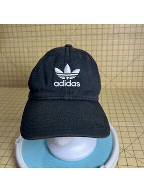 Adidas Originals Black Trefoil Adjustable Baseball Cap Unisex Cotton